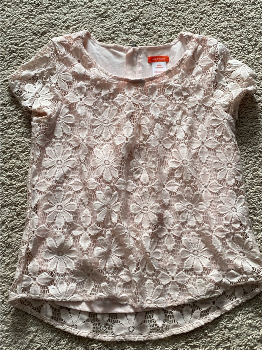 Joe Fresh Pale Pink Floral Lace Short Sleeve Top